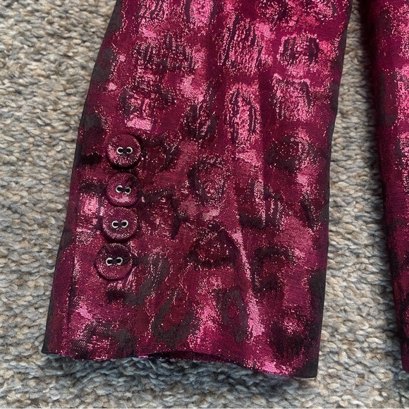 Tanya Taylor hot pink metallic Leopard Print Blazer Size 0 - Picture 5 of 7